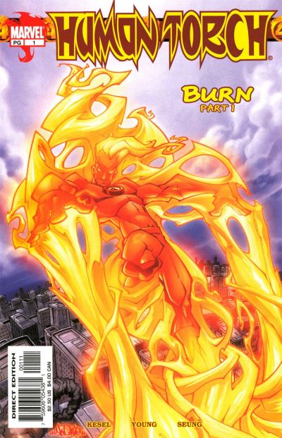 Human Torch #1 (2003). The “Burn” launch, by Karl Kesel and Skottie Young.