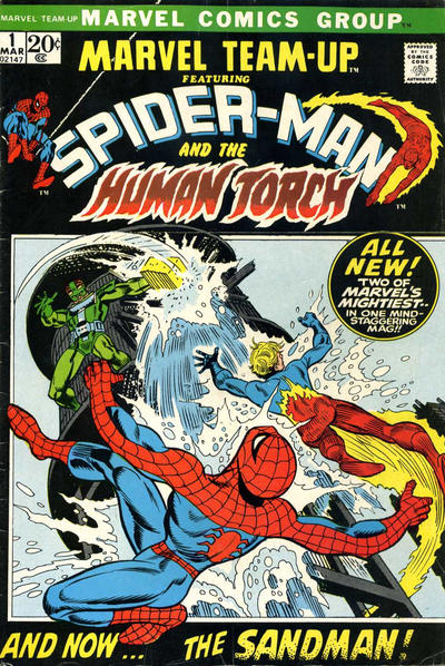 Marvel Team-Up #1 (1972). Spider-Man and the Human Torch launch the title. March 1972 cover date.