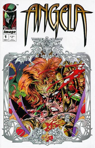 Angela #1 — original miniseries. Angela moves into her own early Image miniseries.