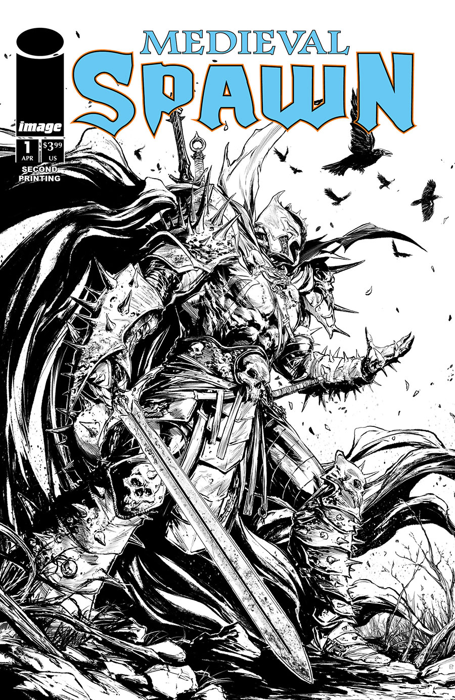 Medieval Spawn #1 — second printing. SECOND PRINTING is printed on this cover; compare it separately.