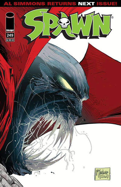 Spawn #249. The cover announces Al Simmons’ return in the next issue.