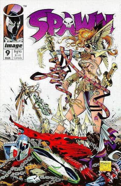 Spawn #9. Angela on the cover of a foundational mythology issue.