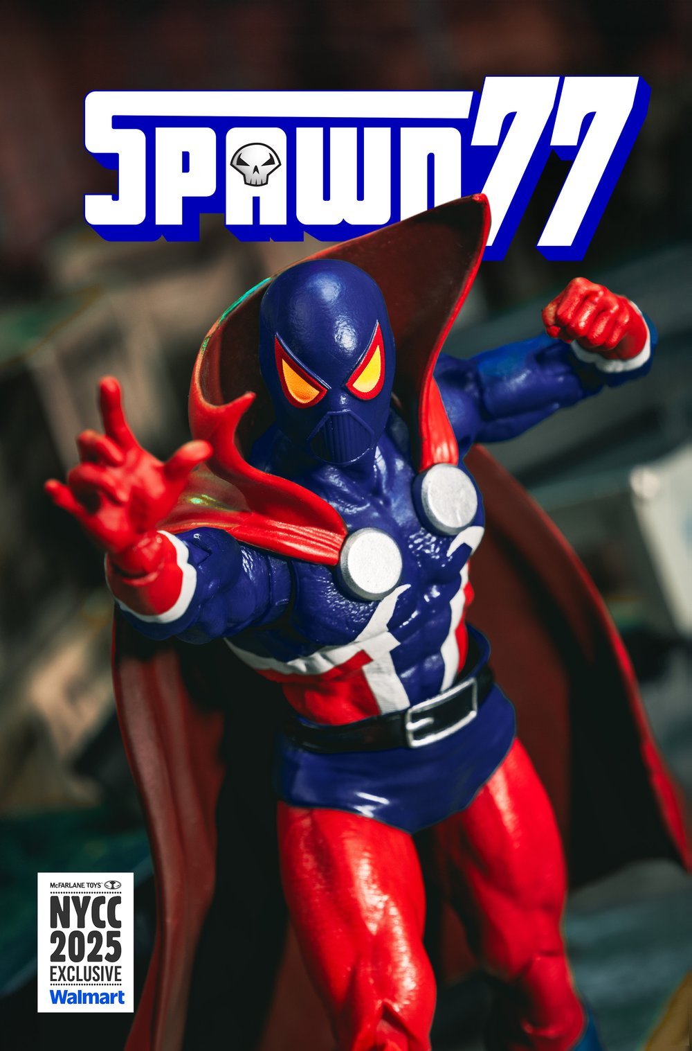 Spawn ’77 — NYCC toy-pack reference. NYCC 2025 / Walmart badge visible; precise comic edition remains unverified.