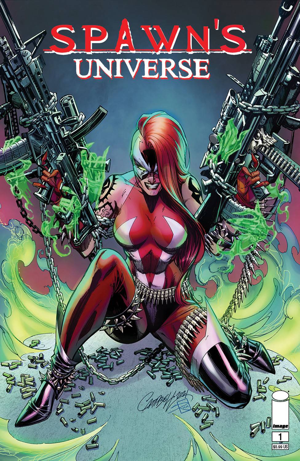 Spawn’s Universe #1 — She-Spawn cover. A She-Spawn-led cover from the expanded-universe launch.